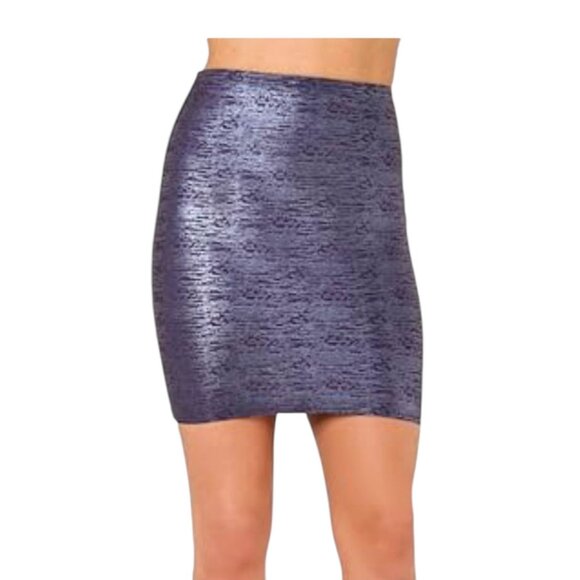 Wow Couture Womens Size Small Metallic Blue Bandage Stretch Mini Skirt - Picture 1 of 5